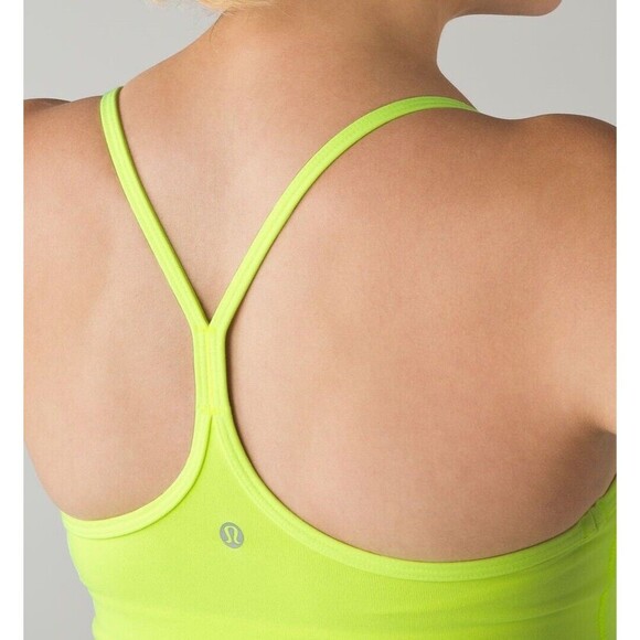 Lululemon Womens 6 Power Y Ray Neon Lime Green Color Luon Racerback - Picture 8 of 8